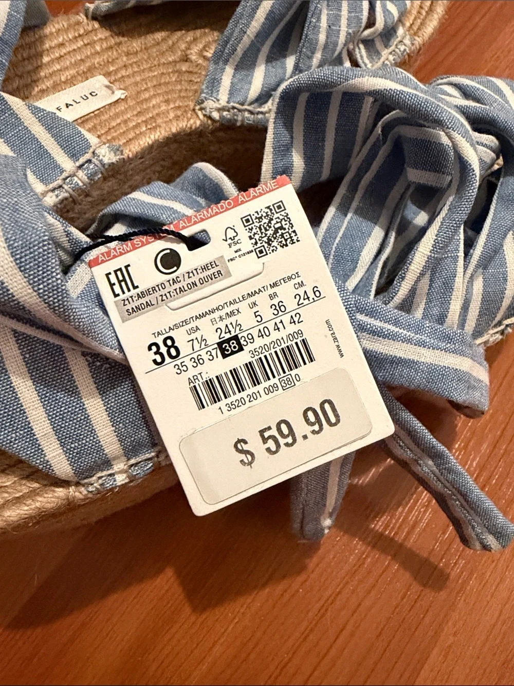 NWT Zara Blue Stripe Espadrille Platform Sandals